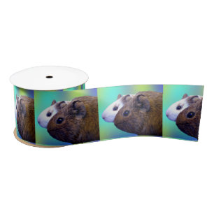 Brown And White Guinea Pig Brick Pattern, Satin Ribbon