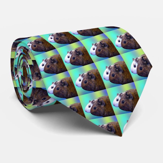 Brown And White Guinea Pigs, Neck Tie (Rolled)