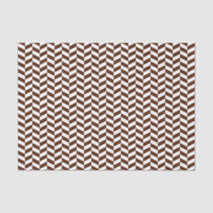Brown and White Herringbone Tissue Paper