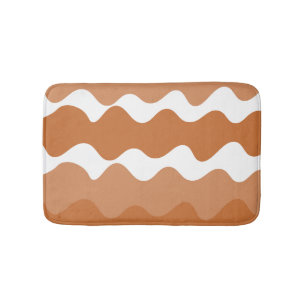 Brown and white horizontal waves pattern bath mat