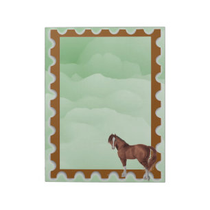 Brown and White Horse with Stamp Motif Notepad