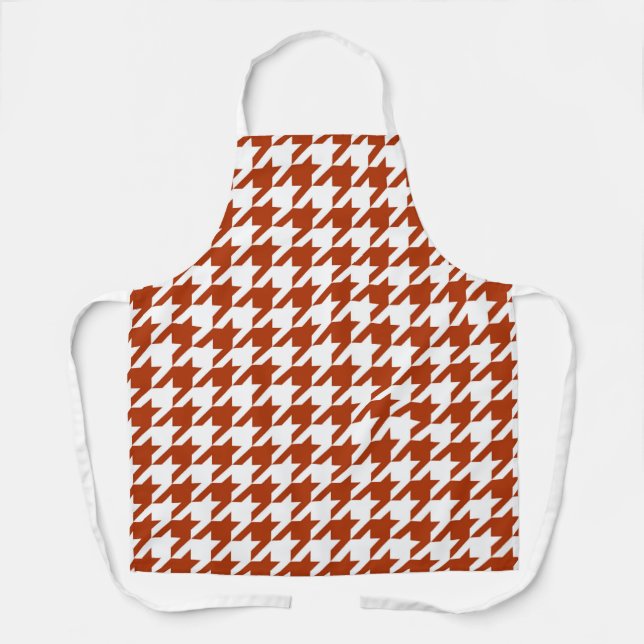 Brown and White Houndstooth Check Apron (Front)