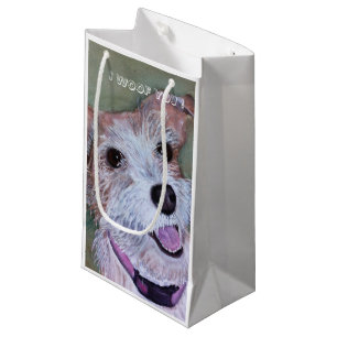 BROWN AND WHITE JACK RUSSELL  SMALL GIFT BAG
