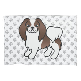 Brown And White Japanese Chin Cartoon Dog & Paws Pillowcase