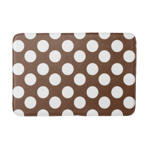 Brown and White Large Polka Dot Bath Mat