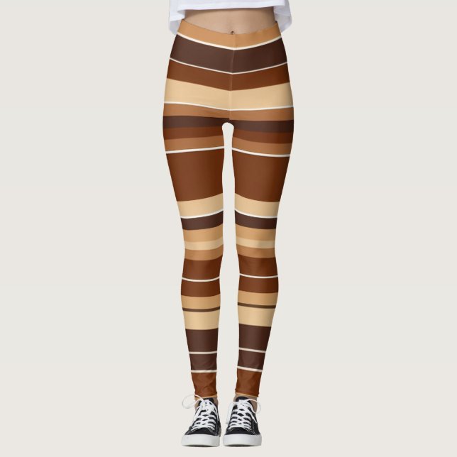 Brown and White Leggings – Stylish, Comfortable  (Front)