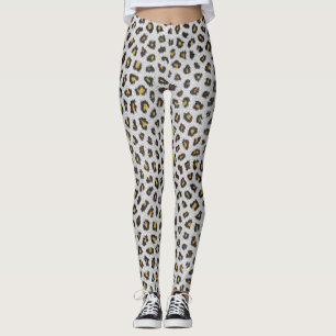 Brown and White Leopard Skin Leggings