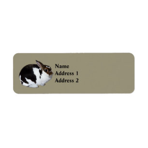 Brown and White Miniature Rex Rabbit Return Address Label
