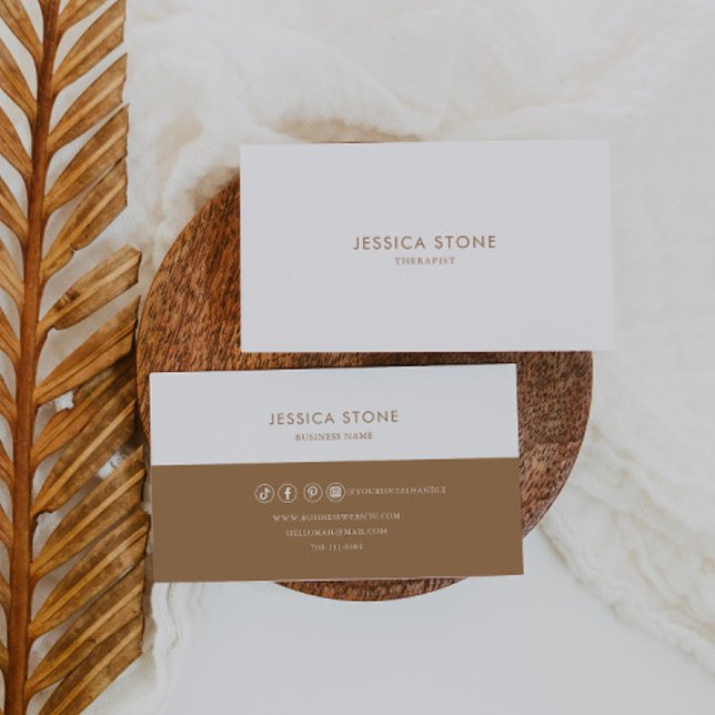 Brown and White Minimalist Modern Therapist Business Card (Creator Uploaded)