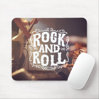 Brown and White Modern Rock and Roll Mouse Pad