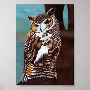 Brown and White Owl Poster