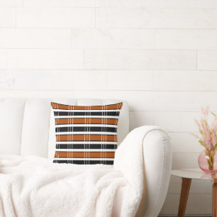 Brown and White Plaid Cushion