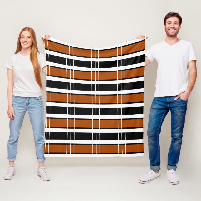 Brown and White Plaid  Fleece Blanket (In Situ)