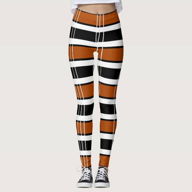 Brown and White Plaid  Leggings (Front)