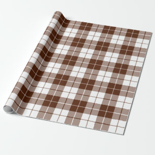 Brown and White Plaid Pattern  Large  Wrapping Paper