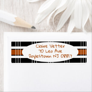 Brown and White Plaid Return Address Label