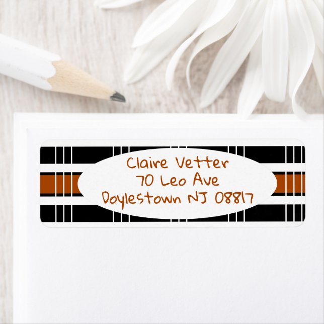 Brown and White Plaid  Return Address Label (Insitu)