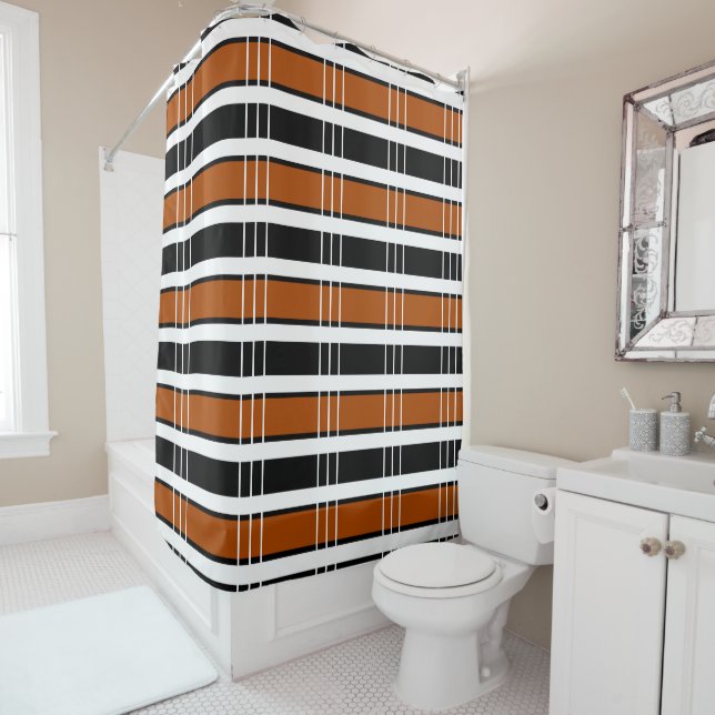 Brown and White Plaid  Shower Curtain (In Situ)