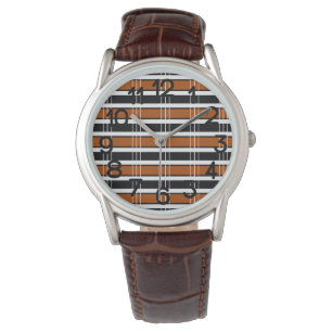 Brown and White Plaid  Watch