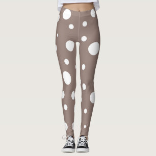 Brown and White Polka Dot Leggings