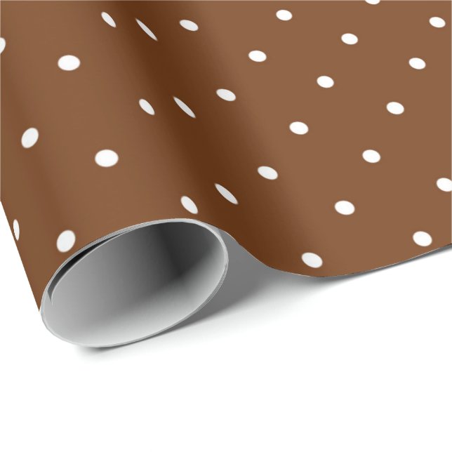 Brown and White Polka Dot Wrapping Paper (Roll Corner)