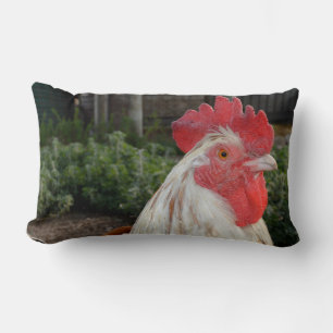 Brown And White Proud Rooster, Lumbar Cushion. Cushion