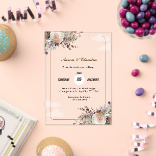 Brown and White Rustic Acrylic Wedding Invitations
