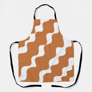Brown and white slanting waves pattern apron