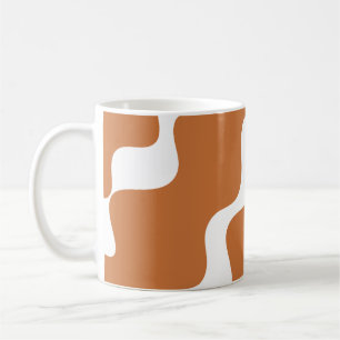 Brown and white slanting waves pattern coffee mug