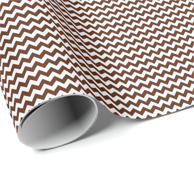 Brown and White Small Chevron Wrapping Paper (Roll Corner)