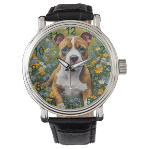 Brown And White Staffordshire Bull Terrier Puppy, Watch