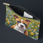 Brown And White Staffordshire Puppy Acrylic Art, Accessory Pouch<br><div class="desc">Pictured In A Field Of Daisies Is A Brown And White Staffordshire Puppy In A Acrylic Art Design.</div>