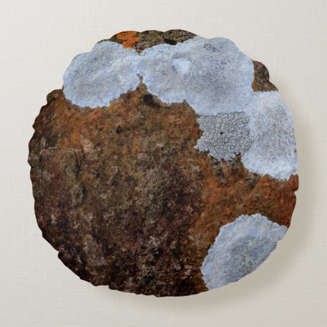 Brown and white stone fragment round cushion (Front)