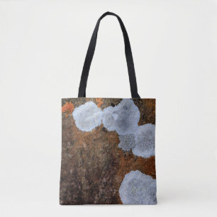 Brown and white stone fragment tote bag