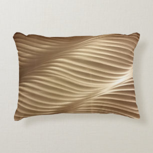 BROWN AND WHITE STRIPED TEXTILE DECORATIVE CUSHION