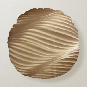 BROWN AND WHITE STRIPED TEXTILE ROUND CUSHION