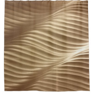 Brown and white striped textile shower curtain