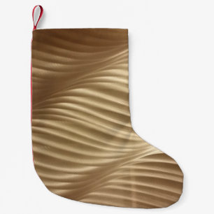 Brown and white striped textile small christmas stocking