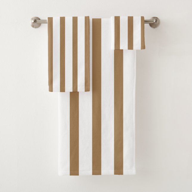 Brown and White Stripes Bath Towel Set (Insitu)