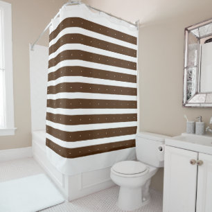Brown and white stripes shower curtain