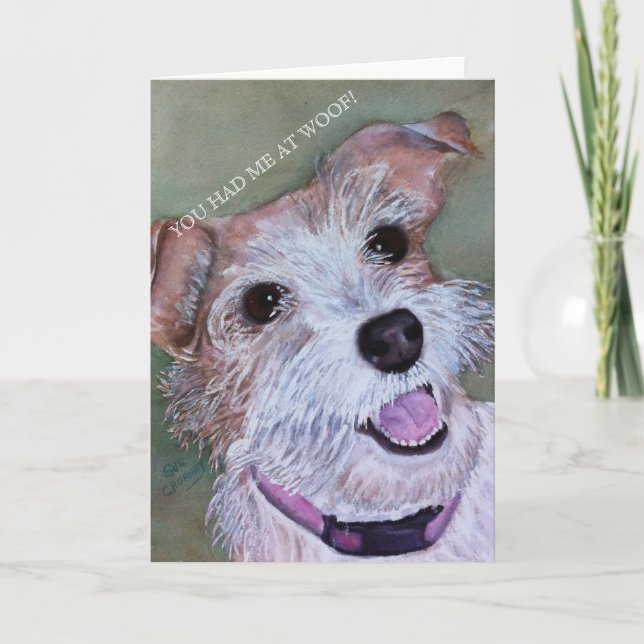 BROWN AND WHITE TERRIER MIX | GREETING CARD (Front)
