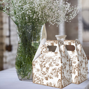 Brown and White Toile de Jouy Bridal Shower Favour Box