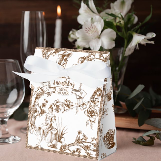Brown and White Toile de Jouy Bridal Shower Favour Box (Creator Uploaded)