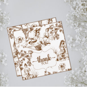 Brown and White Toile de Jouy Bridal Shower Thank You Card