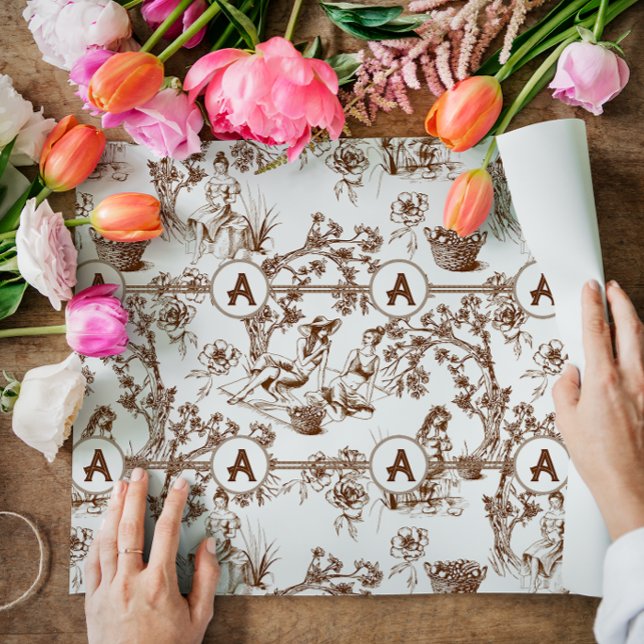 Brown and White Toile Wrapping Paper (Creator Uploaded)