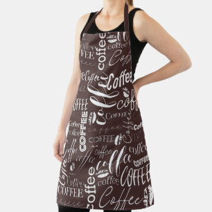 Brown And White Typography Coffee Design Apron