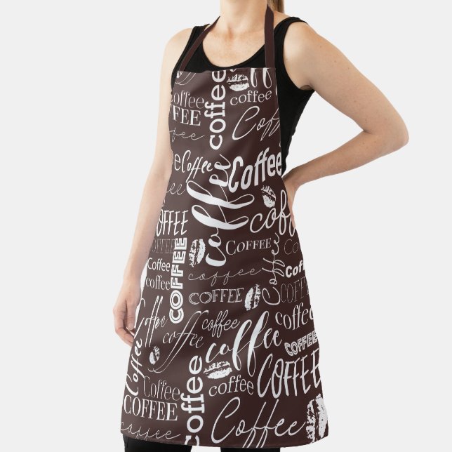 Brown And White Typography Coffee Design Apron (Insitu)
