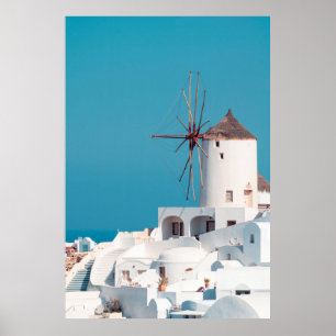 Brown and white windmill poster