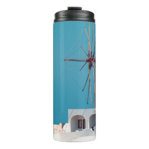 Brown and white windmill thermal tumbler