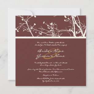 Brown and White Winter Tree Wedding Invitation